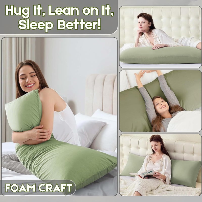 FOAM CRAFT وسادة طويلة كاملة من فوم كرافت® بغطاء قطن - أخضر مريمي، 50 × 120 سم - Image 4