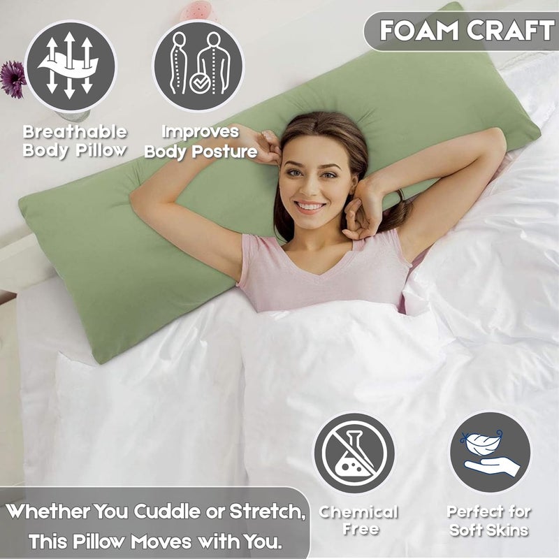 FOAM CRAFT وسادة طويلة كاملة من فوم كرافت® بغطاء قطن - أخضر مريمي، 50 × 120 سم - Image 5