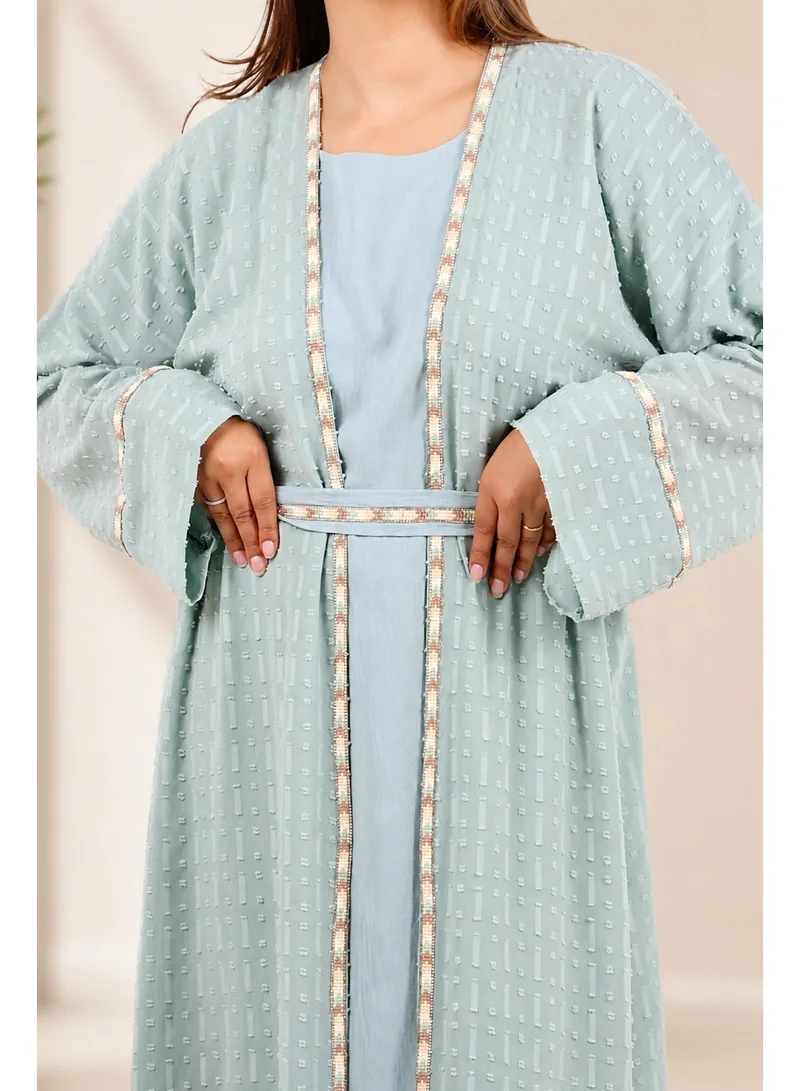 JAMEELA Sage Lattice Textured Abaya Set