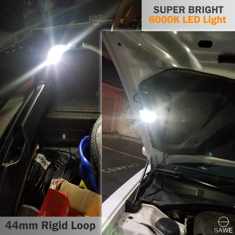 SAWE 44mm COB Festoon LED Bulbs For Car Side Door Courtesy Rigid Loop 1.73" LED Light Bulbs 561 562 567 (2 pieces) (White) - Image 5
