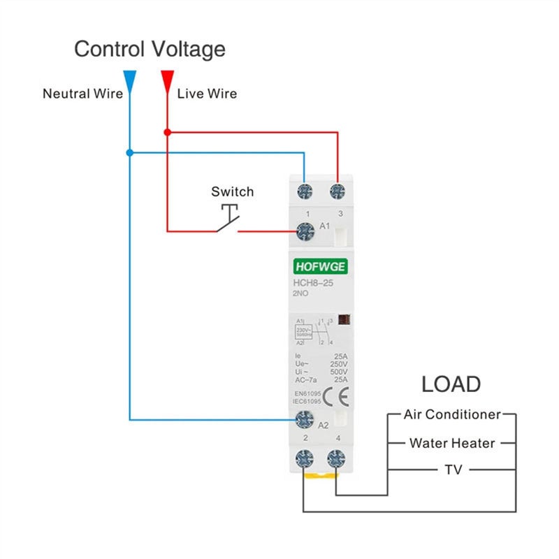 2P 63A 4NO AC Modular Contactor With Manual Control Switch 220V Din Rail - Image 4