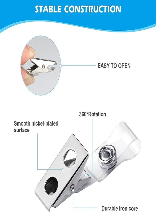 Maileto 10 Sets Badge Holders and Metal Clips Clear Horizontal Name Tag ID Card Holder with Clip Waterproof ID Badge Holder with Metal Clips - Image 3