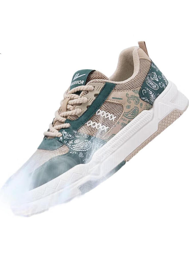 Warrior Men'S Summer Casual Shoes, Retro Breathable Canvas Shoes, Khaki Green Mesh, Size 41 - Image 3