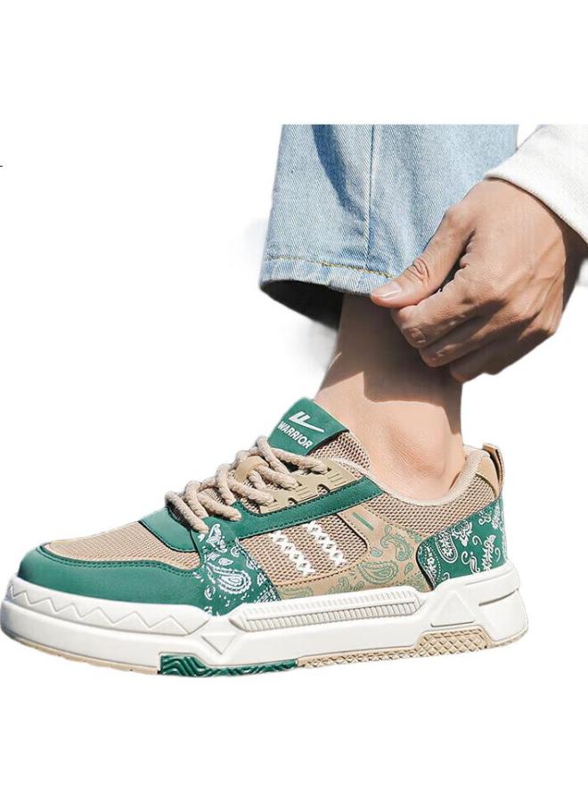 Warrior Men'S Summer Casual Shoes, Retro Breathable Canvas Shoes, Khaki Green Mesh, Size 41 - Image 2