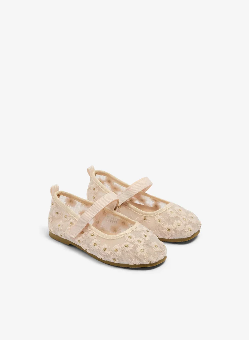 ماتلان Girls Floral Mesh Ballet Flats