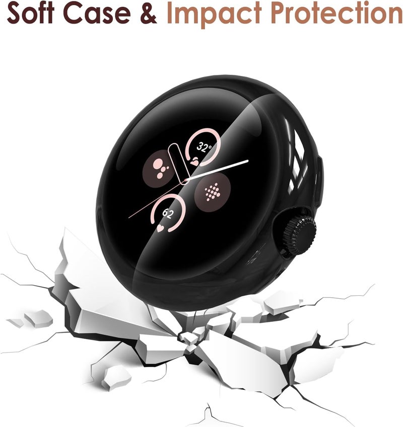 Simpeak 5Pack Soft Screen Protector Bumper Case Compatible with Google Pixel Watch 2 2023 Pixel Watch 1 41mm Smartwatch Full Protection High Sensitivity  BlackClearSilverGoldRose Gold - Image 2
