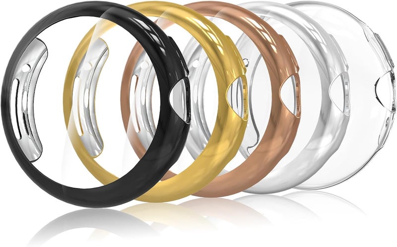 Simpeak 5Pack Soft Screen Protector Bumper Case Compatible with Google Pixel Watch 2 2023 Pixel Watch 1 41mm Smartwatch Full Protection High Sensitivity  BlackClearSilverGoldRose Gold - Image 1