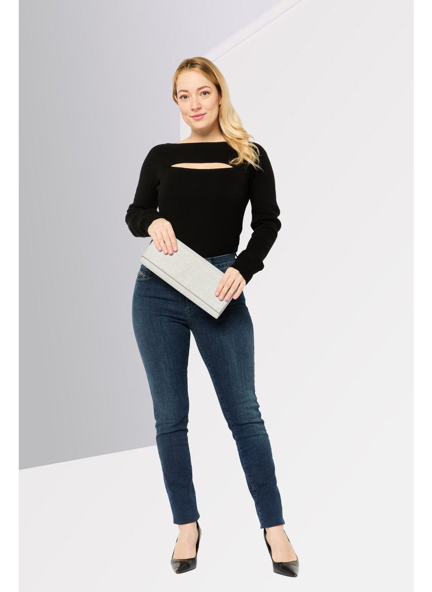 Michael Kors Women Textured Long Sleeve Bodysuit, Black  - Image 2