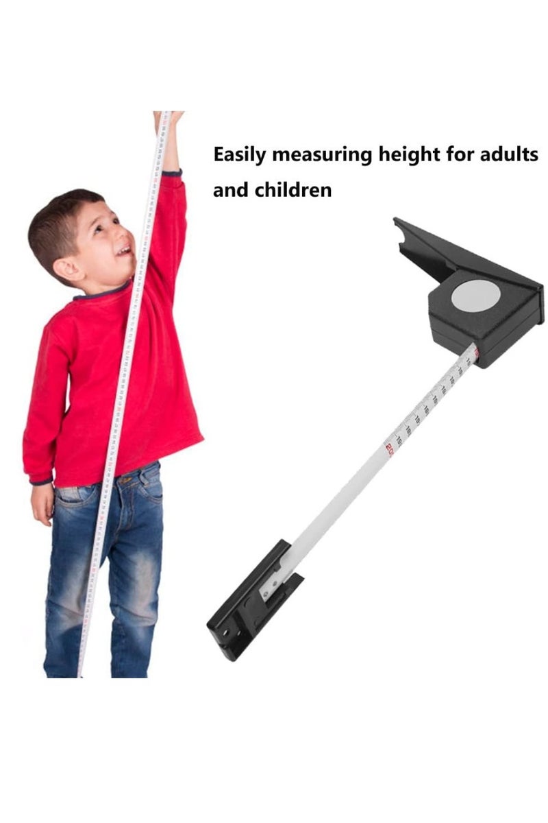 BWWNBY 2M Rotating Ruler, Wall Mounted Metal Tape Measure, Self-Curving Motion Gauge, Retractable Tape Measure Ruler, Height Measurement (Black) - Image 3
