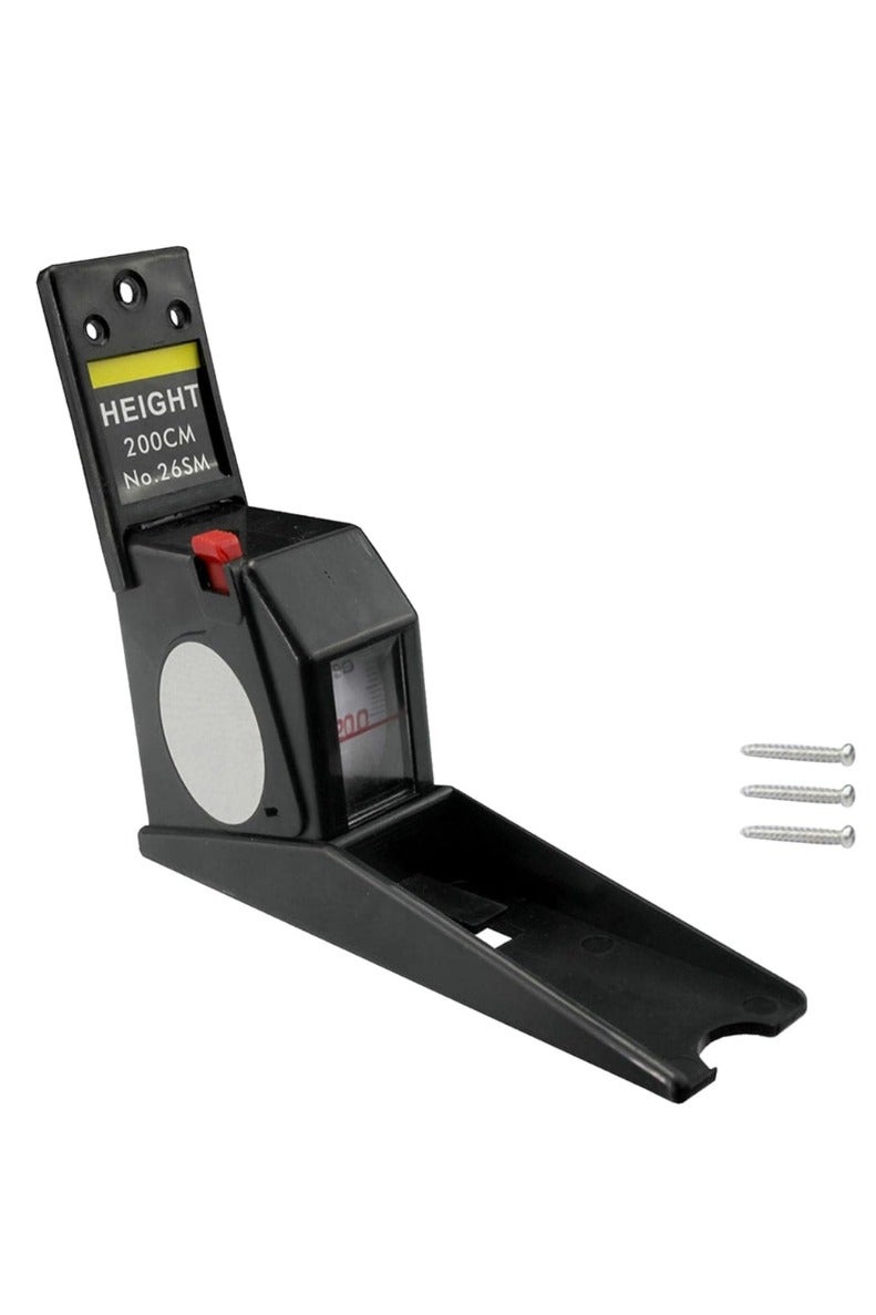 BWWNBY 2M Rotating Ruler, Wall Mounted Metal Tape Measure, Self-Curving Motion Gauge, Retractable Tape Measure Ruler, Height Measurement (Black) - Image 1