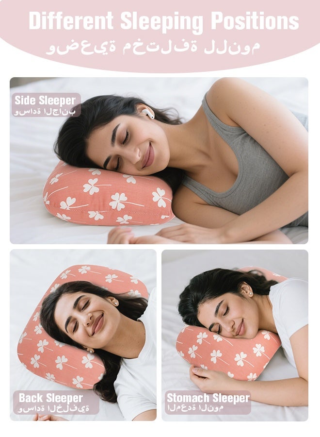 وَسَادَةُ ثَقبِ الأُذُنِ لِلنَّوْمِ عَلَى الجَانِبِ بِفَتْحَةٍ لِتَخْفِيفِ آلامِ الأُذُنِ وَالضَّغْطِ - وِسَادَةٌ مُصَمَّمَةٌ خِصِّيصًا لِحَمَايَةِ الثُّقُوبِ الجَدِيدَةِ وَتَسْرِيعِ شِفَائِهَا (بِلَوْنِ وَرْدِيِّ بِزَخَارِفِ أَوْرَاقِ) - Image 5