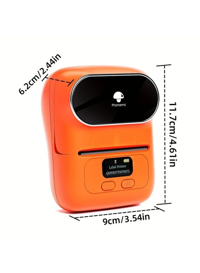 Orange Portable Thermal Label Printer USB Rechargeable Compatible with Smartphone PC for Small Business - Image 2