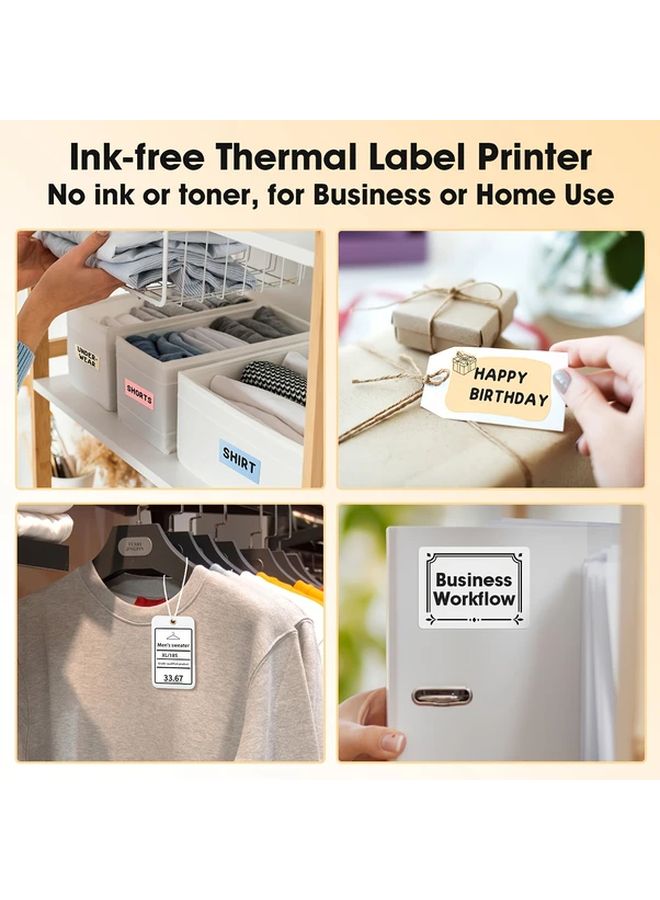 Orange Portable Thermal Label Printer USB Rechargeable Compatible with Smartphone PC for Small Business - Image 4