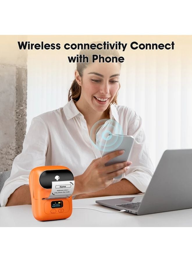 Orange Portable Thermal Label Printer USB Rechargeable Compatible with Smartphone PC for Small Business - Image 5
