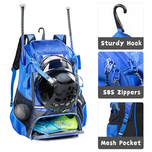 VIGEGARI Youth Baseball Backpack for Boys, Bat Bag, Softball Bag, T-Ball, Softball Equipment & accessories for Bat, Glove Holder, Helmet, Shoes Compartment, Baseball Gifts for Youth and Adults. - Image 3