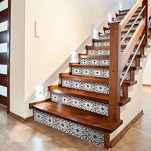 funlife 14 Strips Peel and Stick Stair Risers Stickers, Self Adhesive Vinyl Stair Stickers Decals, Staircase Murals Decor for Steps, 39.37"X7.09", Moroccan Pattern - Image 1