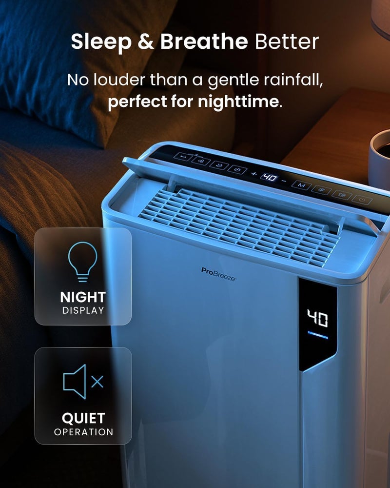 Pro Breeze Air Dehumidifier 20L/Day – Energy Efficient with Clothes Drying Mode, Sensor and Moisture Indicator, Filter – Moisture Absorber and Mould – Wi-Fi - Image 4