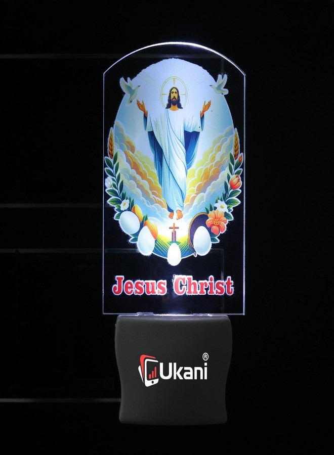 UKANI® Jesus Christ Design Single Color White Light UV Multi Color Print Night Lamp for Bed Room/Home/Office/Gift - Image 1
