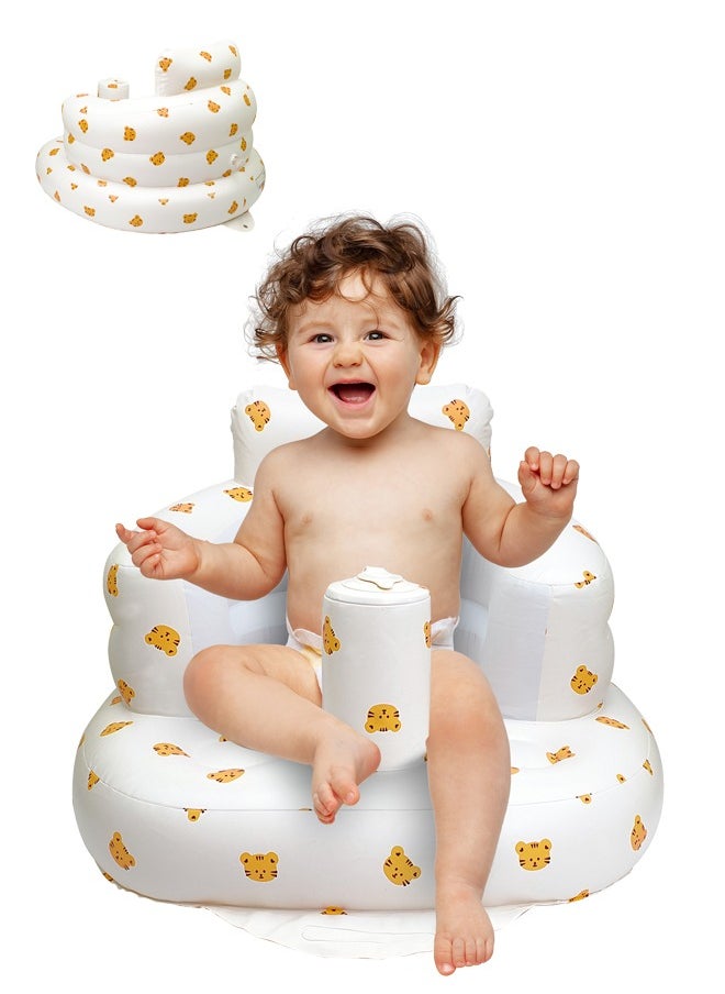 Generic - Baby Inflatable Seat, Infant Seats for Sitting Up 0-6 Months,Blow Up Baby Chair Built in Air Pump,Tiger - Image 1