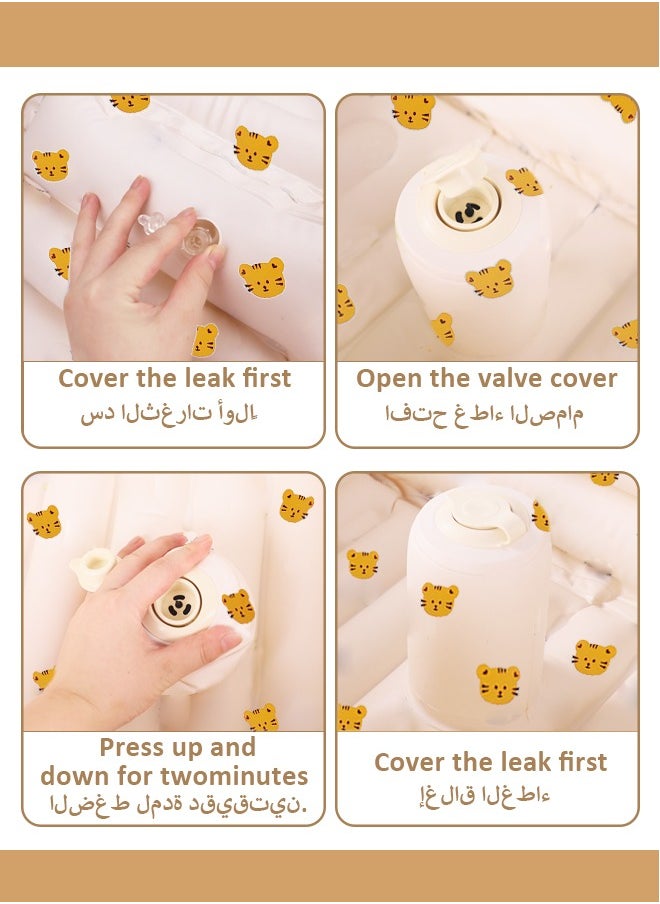 Generic - Baby Inflatable Seat, Infant Seats for Sitting Up 0-6 Months,Blow Up Baby Chair Built in Air Pump,Tiger - Image 1