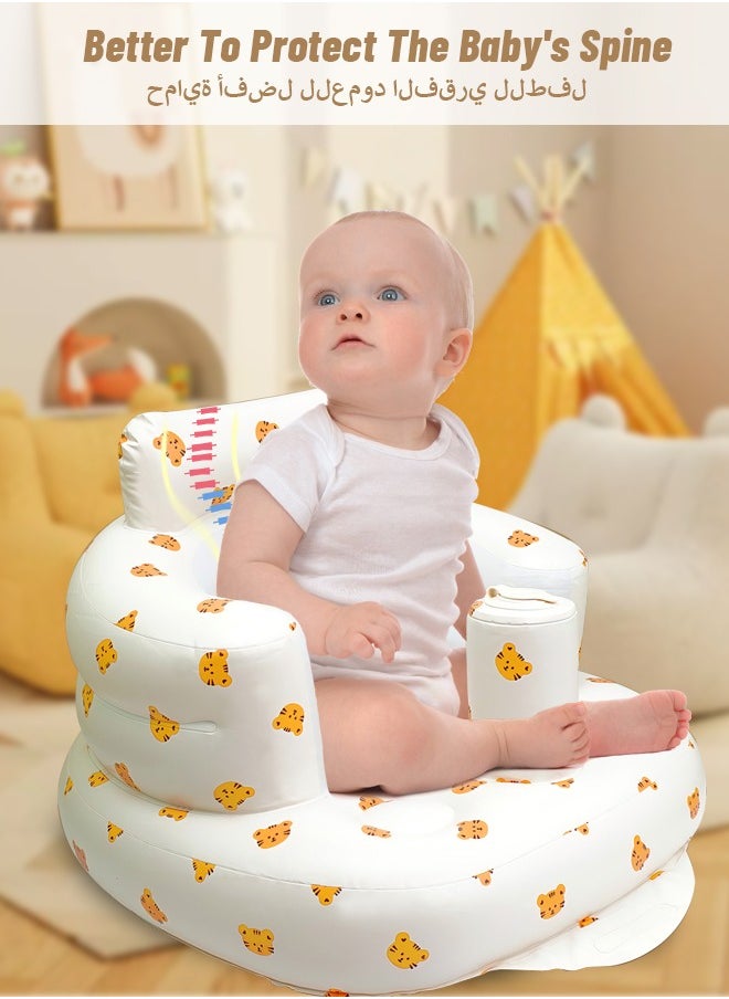 Generic - Baby Inflatable Seat, Infant Seats for Sitting Up 0-6 Months,Blow Up Baby Chair Built in Air Pump,Tiger - Image 1