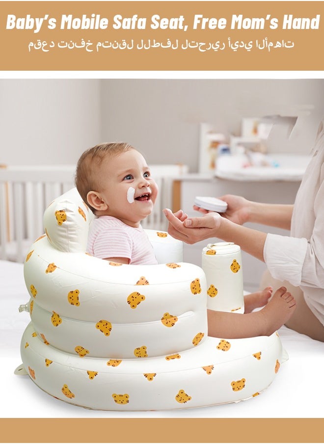 Generic - Baby Inflatable Seat, Infant Seats for Sitting Up 0-6 Months,Blow Up Baby Chair Built in Air Pump,Tiger - Image 1