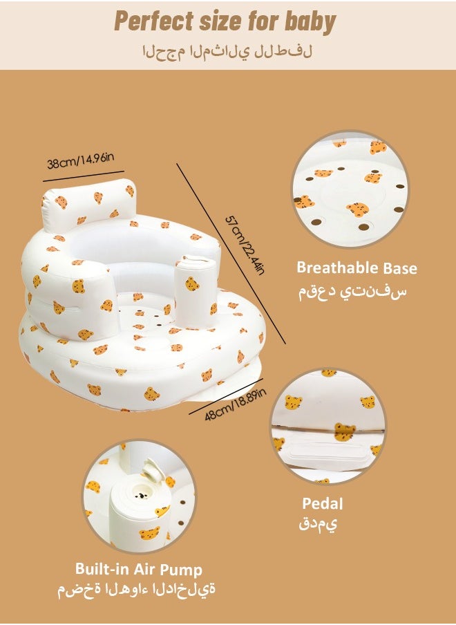 Generic - Baby Inflatable Seat, Infant Seats for Sitting Up 0-6 Months,Blow Up Baby Chair Built in Air Pump,Tiger - Image 1