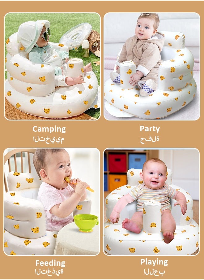 Generic - Baby Inflatable Seat, Infant Seats for Sitting Up 0-6 Months,Blow Up Baby Chair Built in Air Pump,Tiger - Image 1