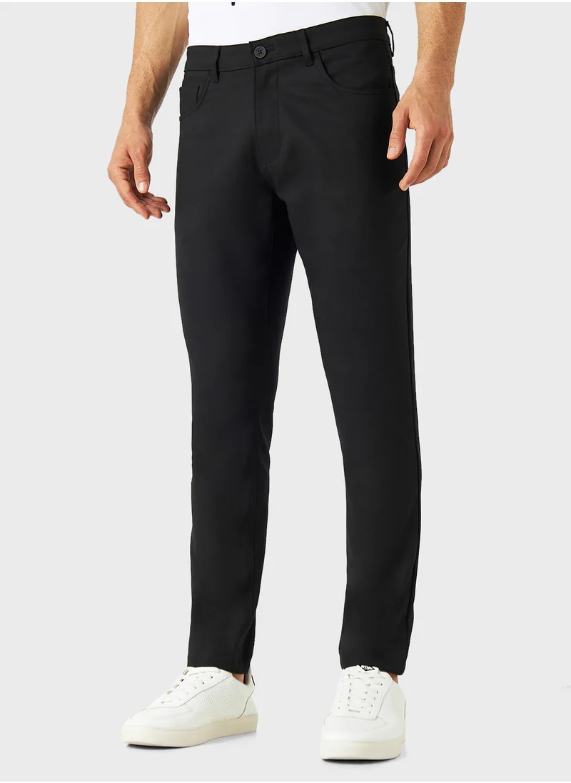 Iconic Iconic Solid Slim Fit Pants with Pockets