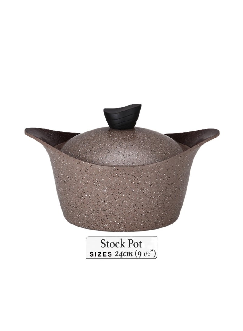 Badreig طقم أواني الطهي من لا هويا بتصميم الرخام الشوكولاتة 17 قطعة، أواني غير لاصقة من الجرانيت الفاخر مع أغطية رخامية متطابقة ومجموعة أدوات مطبخ كاملة - Image 4