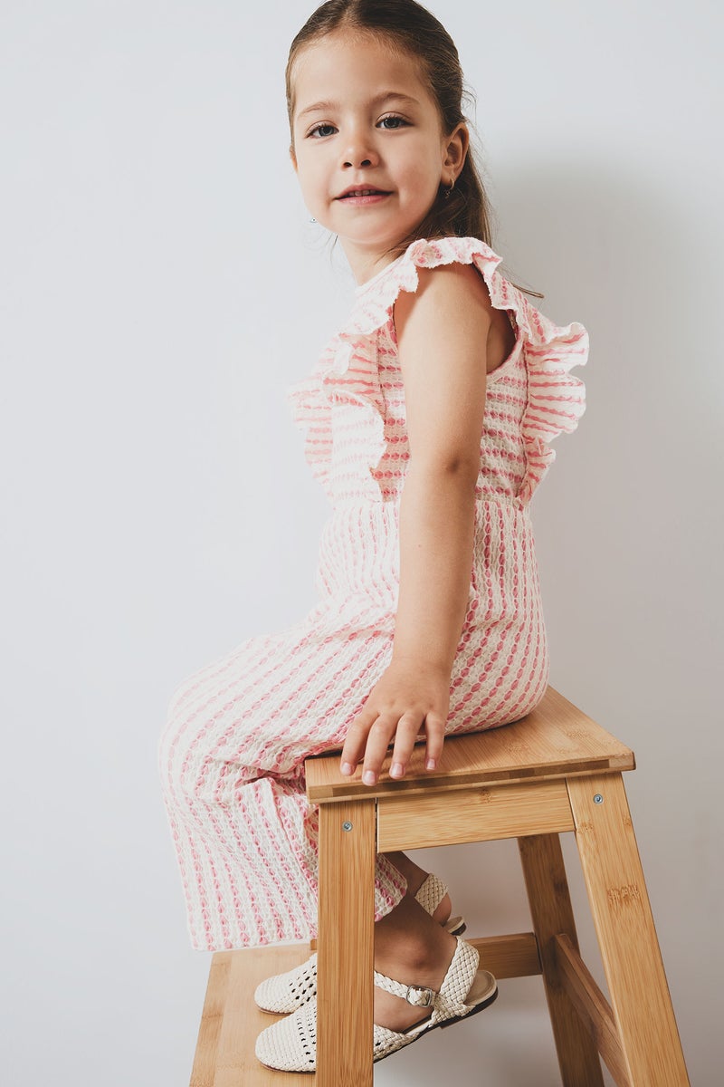 DeFacto Pink BabyGirl Baby Girl Striped Sleeveless Jumpsuit Casual - Image 2