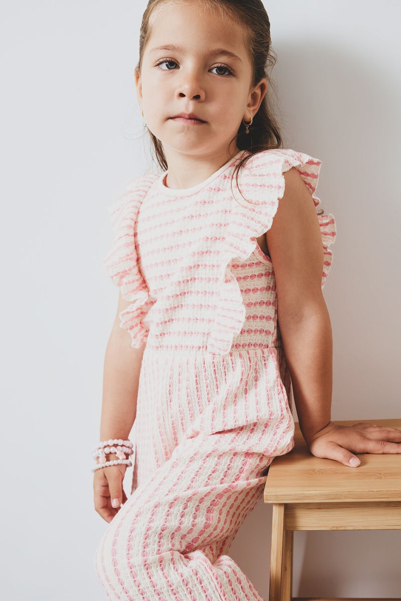 DeFacto Pink BabyGirl Baby Girl Striped Sleeveless Jumpsuit Casual - Image 3