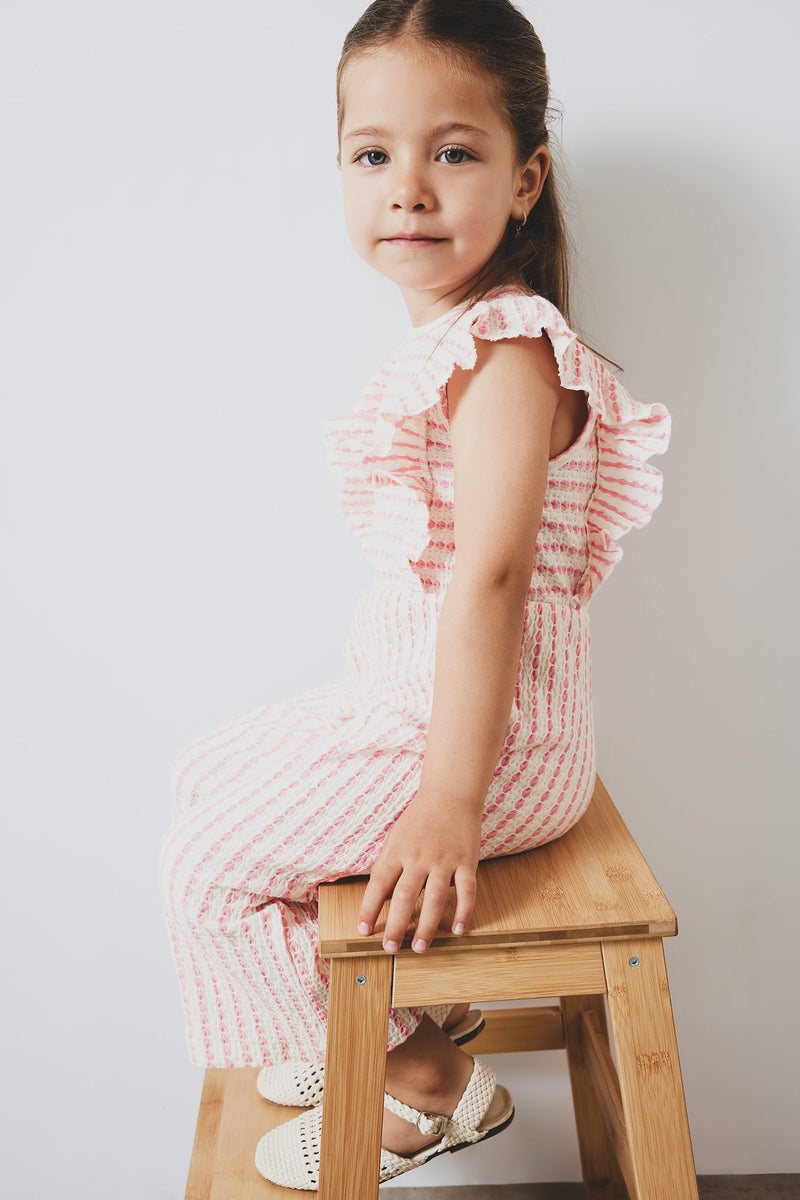 DeFacto Pink BabyGirl Baby Girl Striped Sleeveless Jumpsuit Casual - Image 1