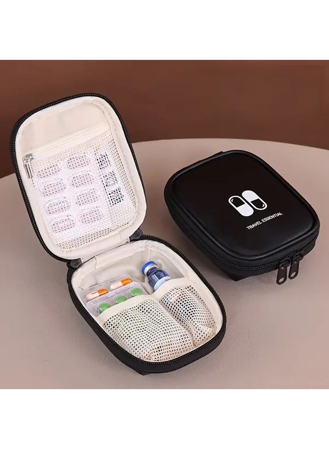 Brown Portable Medicine Organizer Multi Compartment First Aid Kit Travel Case - Image 2
