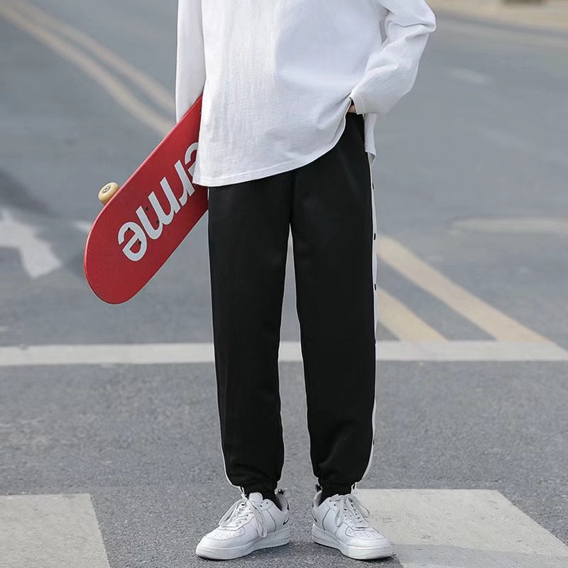 Summer Mens Side-Button Tapered Pants Grey  - Image 4