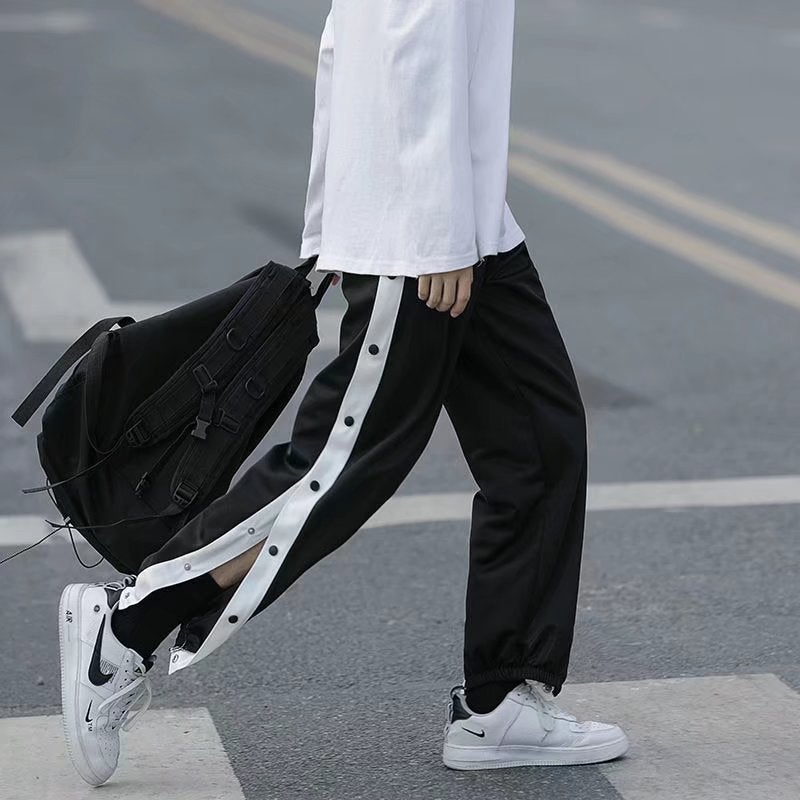 Summer Mens Side-Button Tapered Pants Grey  - Image 2