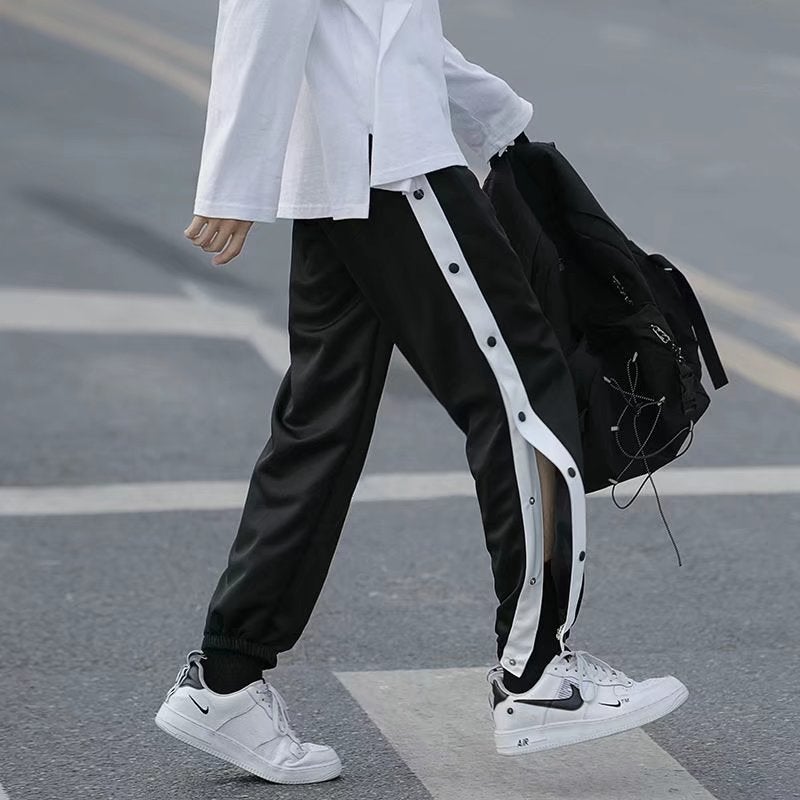 Summer Mens Side-Button Tapered Pants Grey  - Image 1