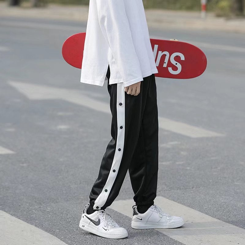 Summer Mens Side-Button Tapered Pants Grey  - Image 3