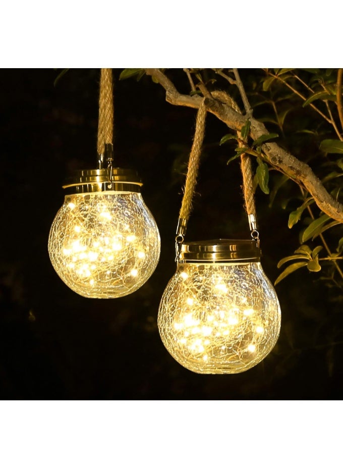 GOGOGO Solar Lantern, 2 Pack Halloween Christmas Outdoor Lanterns with 30 LED Waterproof Garden Decor Patio Solar Lights Outdoor Decorative Backyard Solar Lanterns Outdoor Hanging ( Warm Light ) - Image 1
