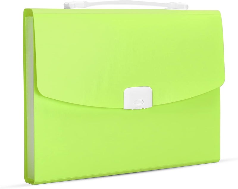 File Folder Expanding 13-Pocket A4 Accordion Organizer, Letter Size Document Wallets with Handle and Lock – Big Size Paper Filing Folder for School, Office, Home Stationery (Emerald Green)