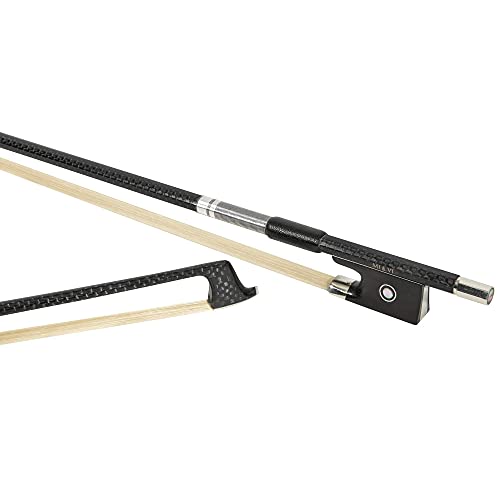 M MI & VI MI&VI NB-775 Professional Carbon Fiber Weave Violin Bow (Full Size 4/4) with Bow Case Included |Silver Winding Mount |Well Balanced |Perfect Weight | Mongolian Horse Hair - MIVI Music - Image 1