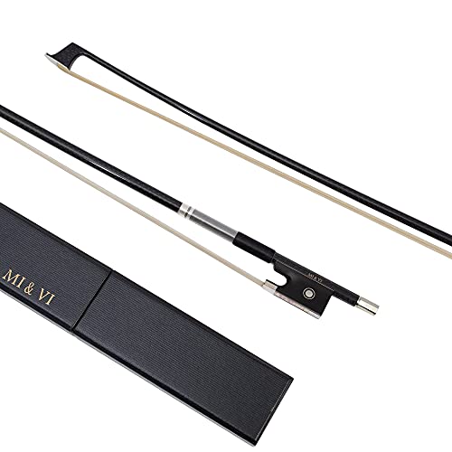 M MI & VI MI&VI NB-775 Professional Carbon Fiber Weave Violin Bow (Full Size 4/4) with Bow Case Included |Silver Winding Mount |Well Balanced |Perfect Weight | Mongolian Horse Hair - MIVI Music - Image 2