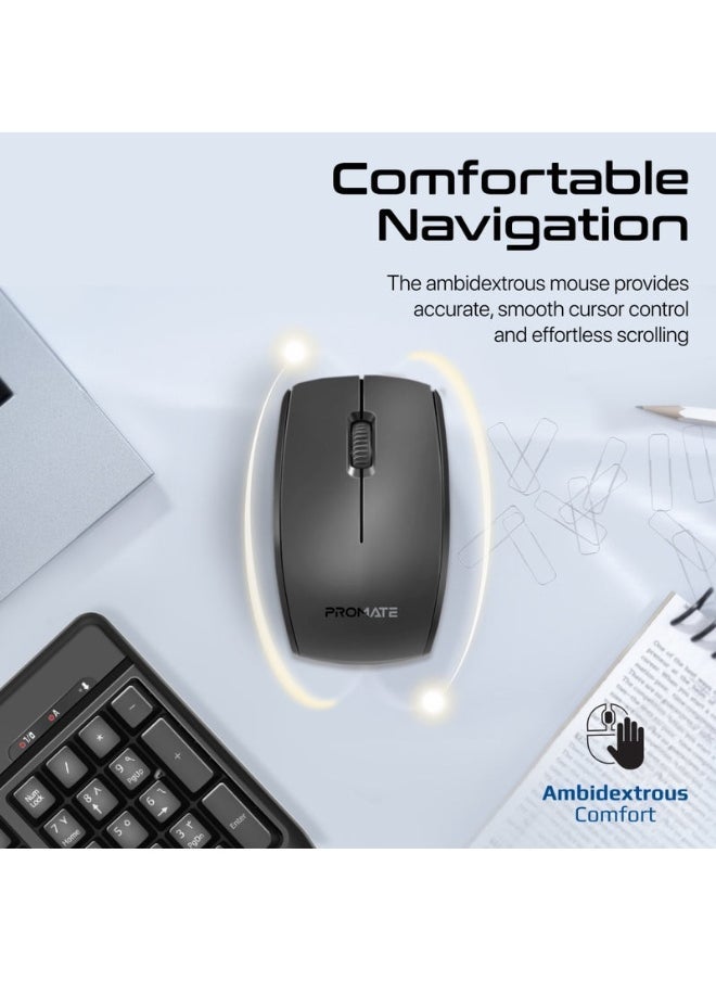 Promats Promate ProCombo-14 Ergonomic Wireless Multimedia Keyboard with Palm Rest and Ambidextrous Mouse  - Image 5