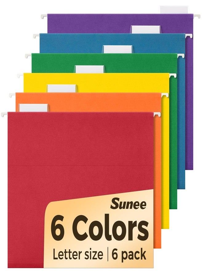 SUNEE Hanging File Folders, 6 Pack Letter Size Hanging File Folders with 1/5-Cut Tabs, Ideal for Home and Office Organization and Papers Classification,Assorted Colors - Image 1