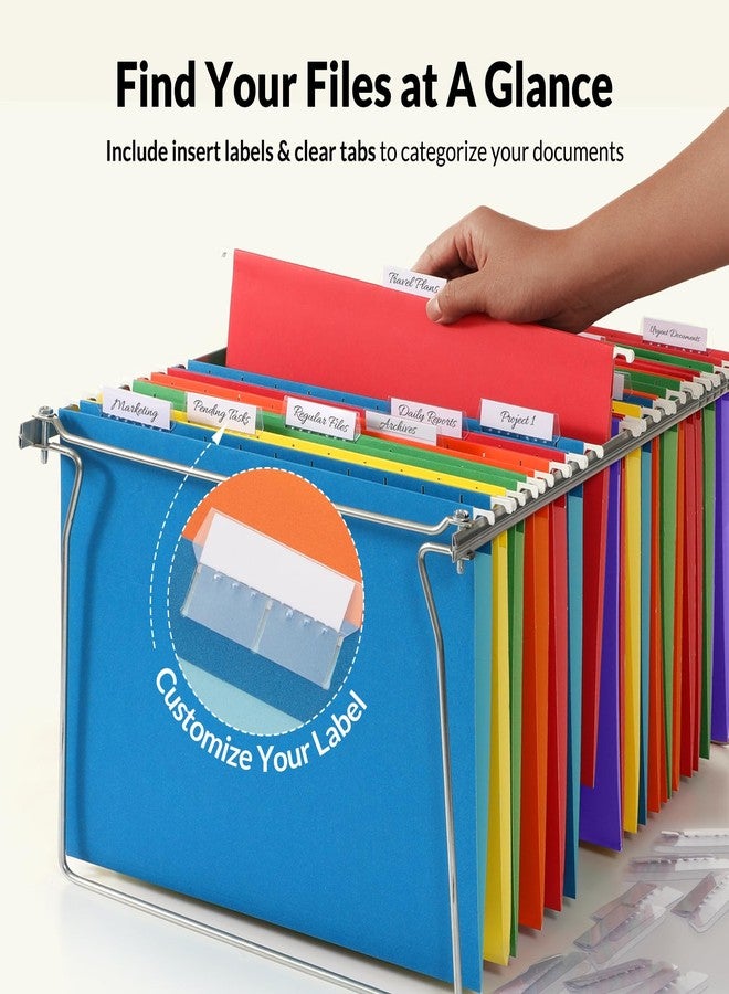 SUNEE Hanging File Folders, 6 Pack Letter Size Hanging File Folders with 1/5-Cut Tabs, Ideal for Home and Office Organization and Papers Classification,Assorted Colors - Image 2