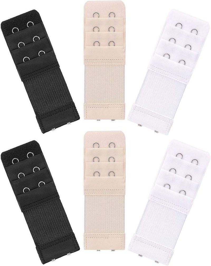 Akstore 6 Pieces Women's Soft Comfortable Elastic Bra Extenders Bra Extension Strap 2 Hook 3 Row Lady's Bra Extender Bra Band - Image 1