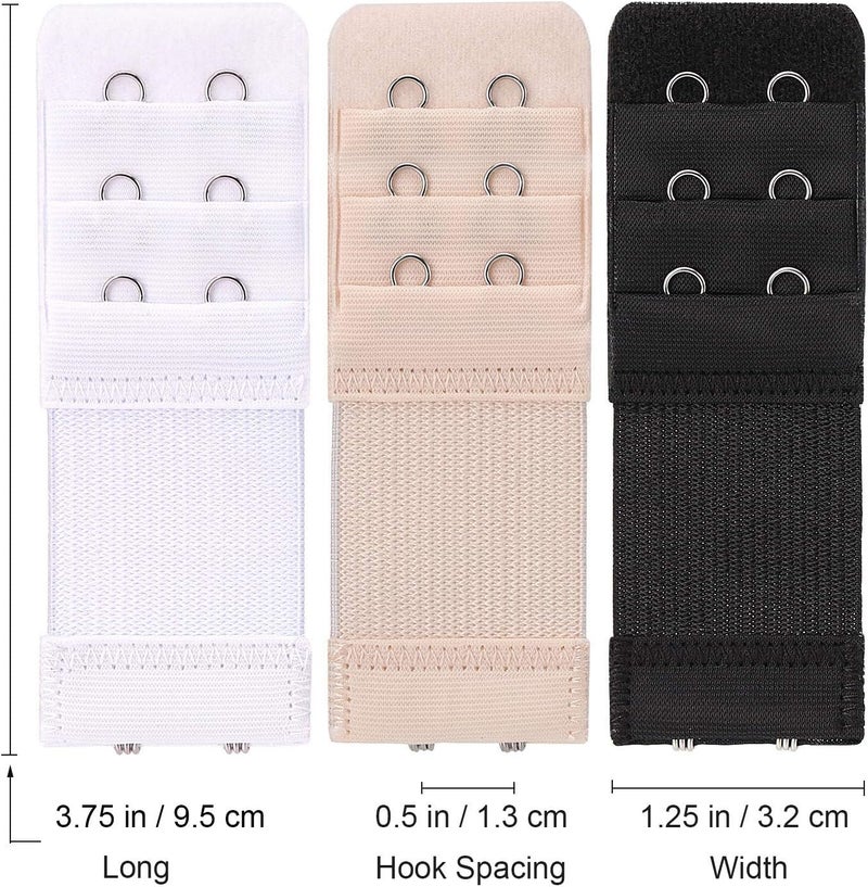 Akstore 6 Pieces Women's Soft Comfortable Elastic Bra Extenders Bra Extension Strap 2 Hook 3 Row Lady's Bra Extender Bra Band - Image 2