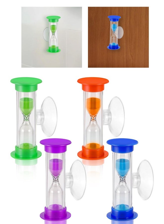4PCS Sand Timer Toothbrush Timer with Suction Cup, 3 Minutes Sand Timer Rotatable Hourglass Sandglass Sand Clock for Kids Toothbrush, Games, Classes, Cooking - Image 1