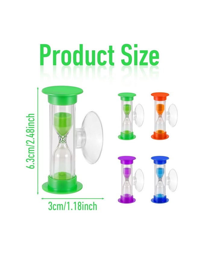 4PCS Sand Timer Toothbrush Timer with Suction Cup, 3 Minutes Sand Timer Rotatable Hourglass Sandglass Sand Clock for Kids Toothbrush, Games, Classes, Cooking - Image 2