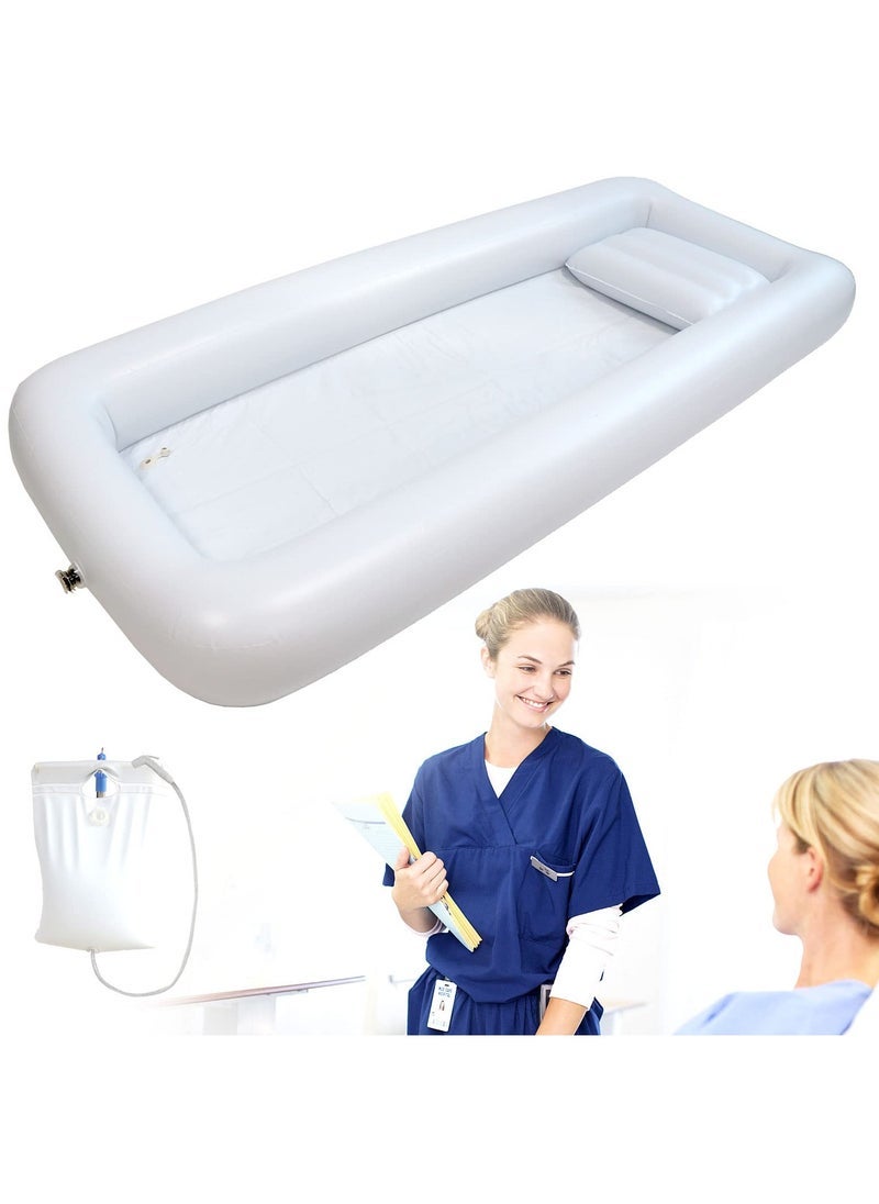 شو وو حوض استحمام طبي قابل للنفخ للمرضى طريحي الفراش ، حوض استحمام محمول PVC مع كيس ماء ، مضخة هواء كهربائية ، وسادة هوائية لكبار السن ، الحوامل ، المعاقين ، طريحي الفراش ، كبار السن ، المعاقين - Image 1